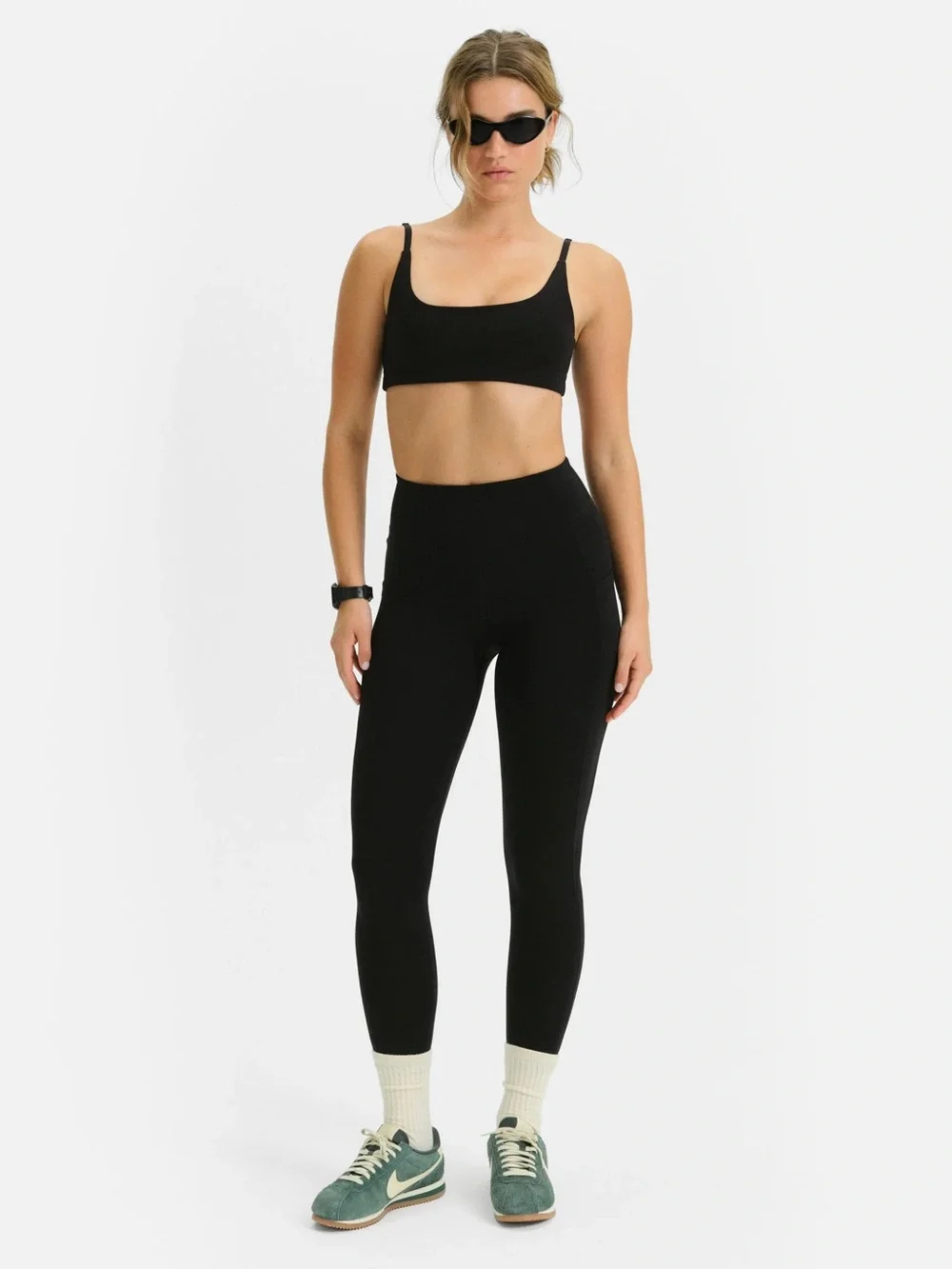 MATE THE LABEL ORGANIC STRETCH MIDI LEGGINGS WITH POCKETS JET BLACK XS S - Picture 3 of 5